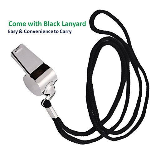 Giveet Metal Whistle with Lanyard, Stainless Steel and Durable, Extra loud Referee Coach Whistles for Football, Basketball, Soccer, School, Lifeguard Emergency, Pack of 6 PCS - Thumbnail 3