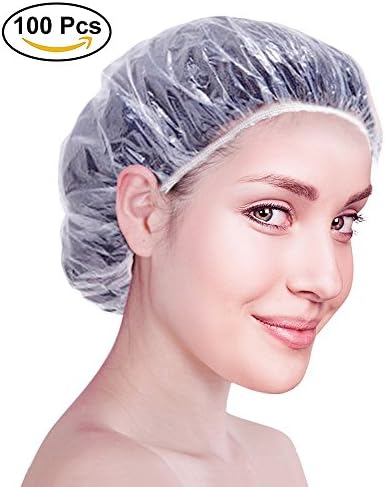 Zilong Clear Shower Cap Disposable 100 PCS,Thickened Large Elastic Hair Cover For Hair Conditioning, Spa, Bath, Home Use, Hotel and Hair Salon