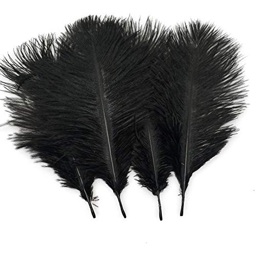 Sowder 20pcs Natural 10-12inch(25-30cm) Ostrich Feathers Plume Wedding Centerpieces Home Decoration(Black)