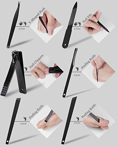 AMarkUp Manicure Pedicure Set Tools Nail Clippers for Men & Women Home Travel Grooming Kit (15Pcs/set,Red) - Thumbnail 6