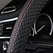 SHIAWASENA Car Steering Wheel Cover, Leather, Universal 15 Inch Fit, Anti-Slip & Odor-Free (Black&Orange)