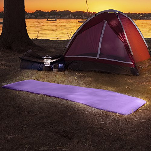 Sleeping Pad, Lightweight Non Slip Foam Mat with Carry Strap by Wakeman Outdoors (Thick Mattress for Camping, Hiking, Yoga and Backpacking) (Purple) - Thumbnail 2