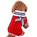 Mikey Store Pet Dog Clothes Soft Thickening Warm Stripe Polar Fleece Winter Clothes (Red 2, XS)