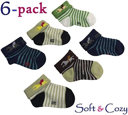 Foxy Fane Cute Soft &amp; Cozy Cotton Baby Socks (1-4) , Pack of 6