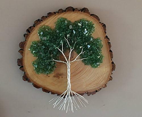 Natural Wood Round Glass Tree of Life