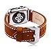 illunt Luxury Leather Wristband with Metal Clasp and Adapters for Apple Watch Series 1, Series 2 42mm (Brown)