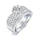 Women’s Gift Bridal Set 1.2ct White Round Cubic Zirconia 925 Sterling Silver Wedding Engagement Ring Sets Size 5-10