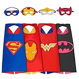 MIJOYEE Superhero Dress Up Costumes (boy girl) and Mask set of 4 different styles