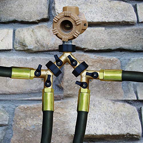 Riemex Metal Garden Hose Splitter 2 Way Y Valve Hose Connector, Easy to Open, Comfort Grip, Solid Brass Body - Thumbnail 2