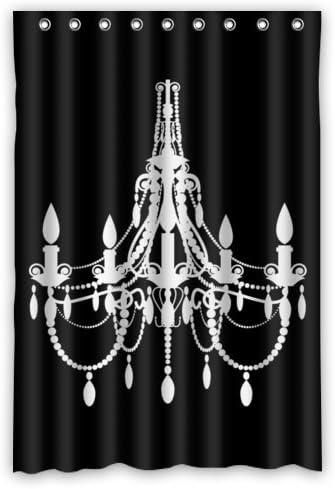 48"(w) x 72"(L) Custom classical Chandeliers black Bathroom Waterproof Polyester Fabric Shower Curtain