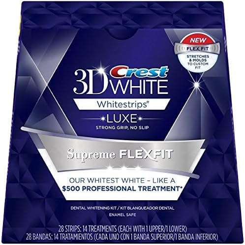 Crest 3D White Luxe Whitestrips Supreme FlexFit-Teeth Whitening Kit 28 treatments, Super Saver Pack 56 Strips