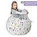 Stuffed Animal Storage Bean Bag XXL - 100% Cotton Canvas Plush Toy Organizing Bag, Machine Washable (38”,Hearts) Comfortable & Soft Seat for Nursery | Stylish Chair/Ottoman/Pouf for Boys & Girls