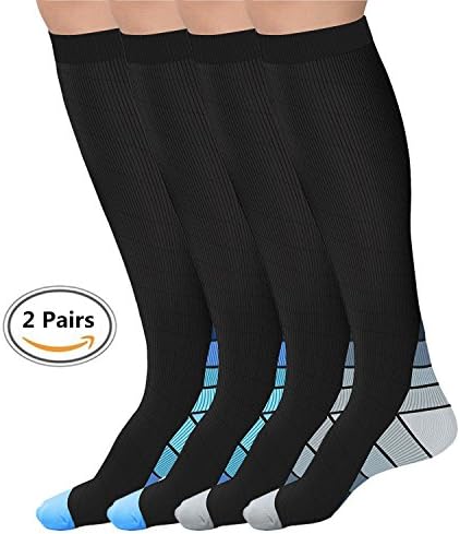 ASTAS Compression Socks for Men &amp; Women (2 Pair) Sport Running Socks,Relief Prevent Swelling Shin Pain, Blood Circulation, Varicose,BEST Stockings S/M (adult5.5-8.5) &amp; L/XL ( adult8-15.5)
