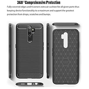 Cover Oppo A5 2020/OPPO A9 2020 + Pellicola Protettiva, TPU Antiscivolo Fibra di Carbonio Custodia per Oppo A5 2020/OPPO… - immagine 3