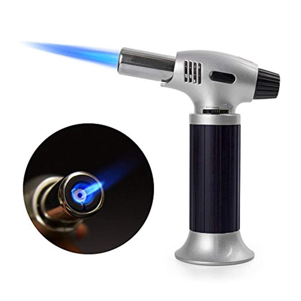 Blow Torch, Kitchen Blow Torch Lighter, Refillable Culinary Butane Torch with Safety Lock & Adjustable Flame for Creme Brulee, Meat, Seafood, Pastries, Desserts, Baking- (Butane Gas Not Included)
