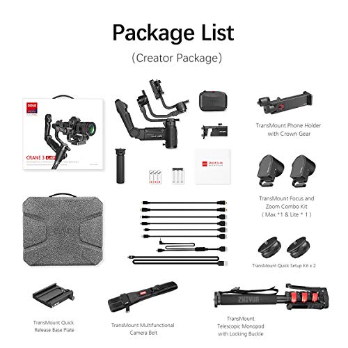 Zhiyun (Official) Crane 3 Lab Handheld 3-Axis Gimbal Stabilizer for DSLR and Mirrorless Cameras (Creator Package)