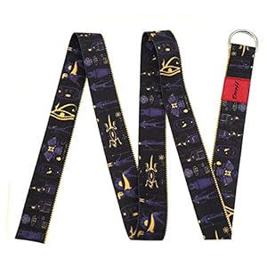 Teeoff Yoga Straps with Adjustable Metal D-Ring for Pilates Gym Workouts Stretching 8 Colors – Black – One size