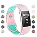 POY Replacement Bands Compatible for Fitbit Charge 2, Adjustable Breathable Wristbands with Air Holes Straps, Small Pink Teal