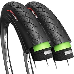 Fincci Pair 700X35c Tyres 37-622 with 3mm Antipuncture Protection for Cycle Road Hybrid Touring Electric Bike Bicycle…