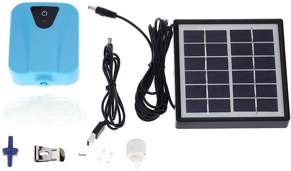 Titcch Solar Pond Aerator Solar Air Pump, DC 5V / 1A Air Pump Set, Solar Oxygenato Oxygen Pump Air Pump for Garden, Pond, Aquarium with 1 Air Stone Aquarium Air Pump 2L / min (1.8W)