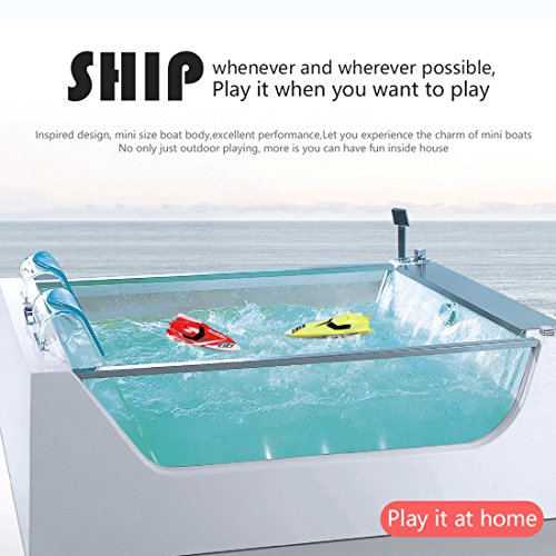 YIFAN Remote Control Boat, Kids Adults Mini High-Speed Series RC Boats for Pool and Lakes Outdoor Use, 5.9"x2"x1.4"(Red)