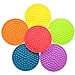 SunWen Silicone Drink Coaster,Full Rainbow with Holder Set of 6,Tabletop Protection For Table Types Like Wood, Granite, Glass, Soapstone, Sandstone, Marble (Colorful-Heart shape)