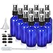 Olilia 2 oz Cobalt Blue Glass Spray Bottles with Black Fine Mist Sprayer Pack of 12, Mini Funnel and Transfer Pipettes included