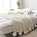ZHIMIAN Beige Pompoms Fringe Throw Blanket 51