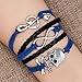 LovelyJewelry Braided Leather Wrap Bracelet Sideways Infinity Skull Music Note Girls Wristband Bracelets