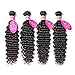 Younsolo Brazilian Deep Wave 4 Bundles (20 22 24 26) 100% Human Hair Unprocessed 8A Virgin Brazilian Human Hair Extension Brazilian Deep Wave Natural Color