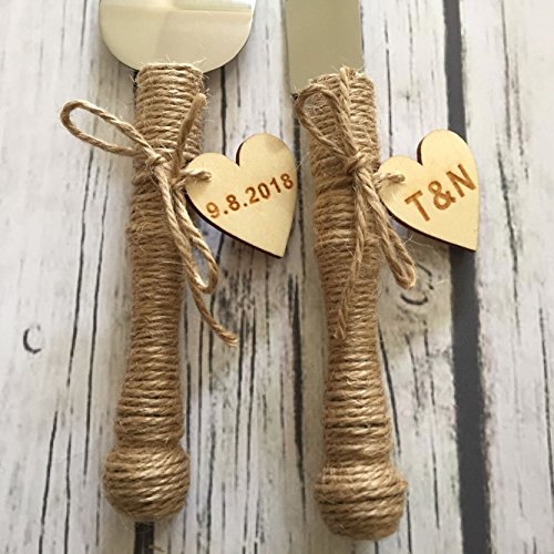 image for rainluckyrain Personalized Wedding Cake Serving Set, Wedding Cake Cutt
