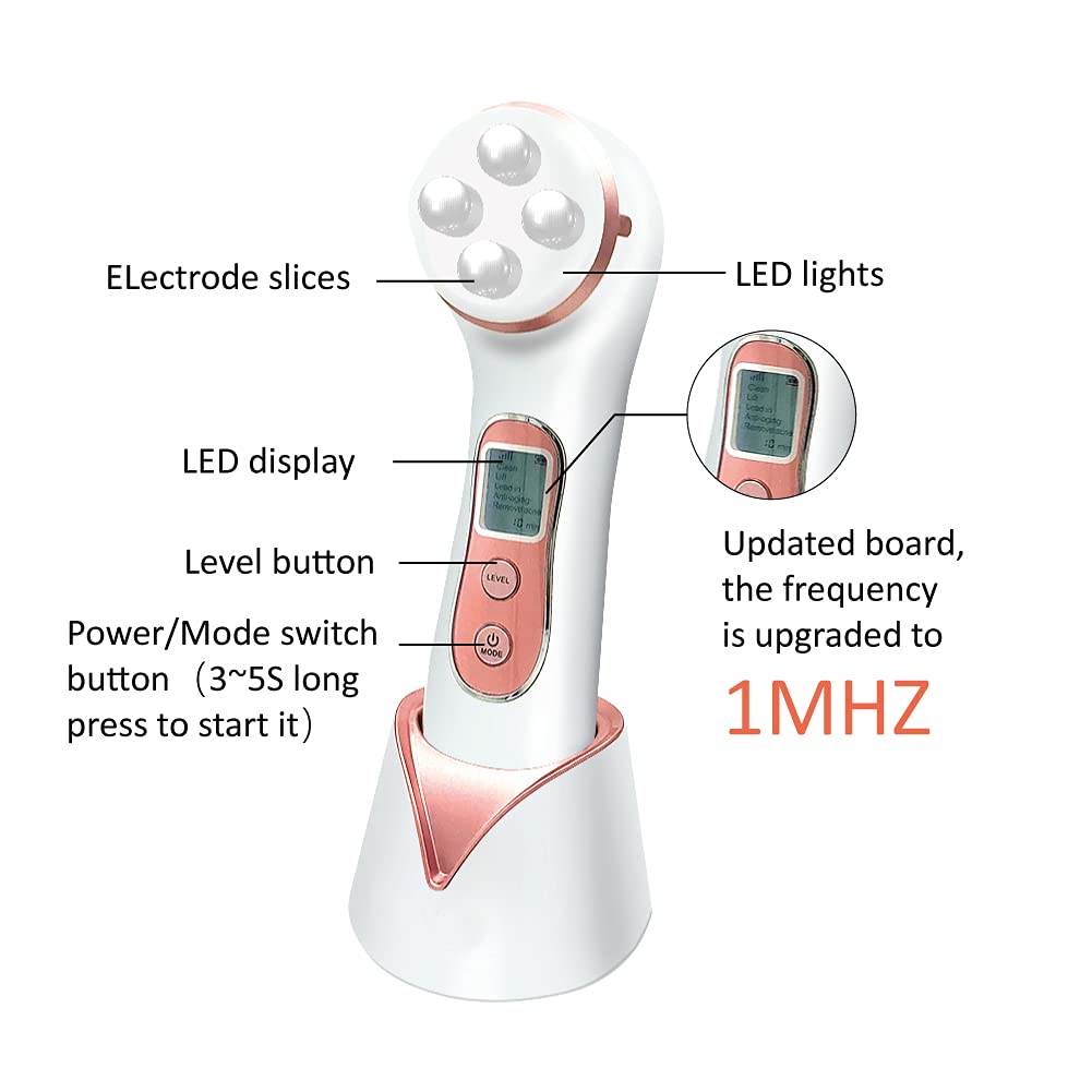 Wrinkle Reduction Machine, Skin Tightening Facial Massager Anti-aging face neck massager handheld skin lifting device with charging base and USB cable, 5 modes and 5 gears: Beauty