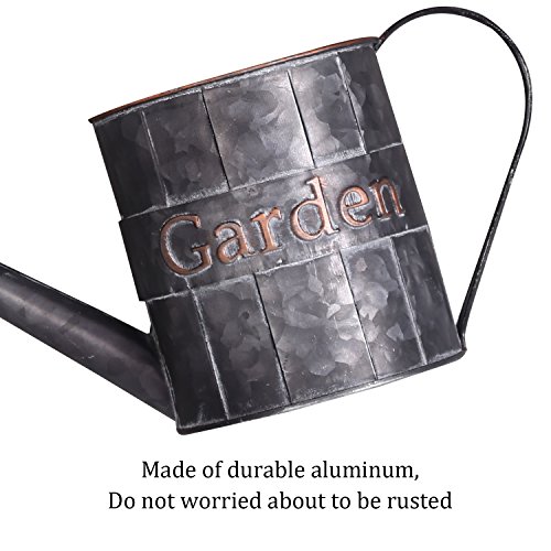 CEDAR HOME Metal Planter Flower Pot Succulent Container Garden Bucket for Indoor or Outdoor Balcony Patio Watering Can wiht Handle, 12.25" W x 5" D x 5.5" H, Black - Thumbnail 6