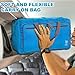 Bago Foldable Duffel Bags for Traveling Women & Men - 60L Medium Packable Duffle Bag for Travel with Shoe Compartment - Water Repellant, Heavy Duty, Lightweight Folding & Collapsible (Blue)
