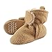 Hudson Baby unisex baby Cozy Fleece and Sherpa Booties Slipper Sock, Tan, 6-12 Months Infant US