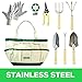 GardenHOME 9 Piece Garden Tools Set for Women Or Men Stainless Steel Heavy Duty kit with Gloves and Bag , Light Grey