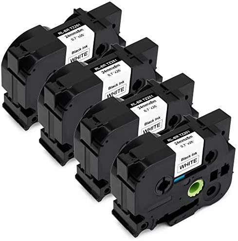 JetSir Compatible Replacement for Brother TZe251 TZe-251 TZ251 Label Tape 4 Pack, Use On Brother PT-P700 PT-D600 PT-D600VP PT-P750WVP PT-2730VP PT-H500LI PT-9600 Labeler,Black on White,24mm X 8m
