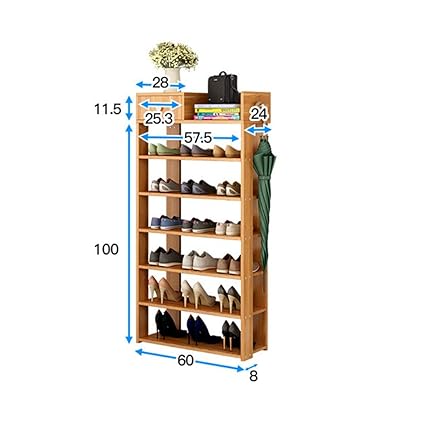 ZYuLi Scnunreg Mehrlagiger Schuhschrank Einfacher Haushaltslagerschuh Schwarz 60, Grundfarbe 60 (größe : 7 Layers of Primary 