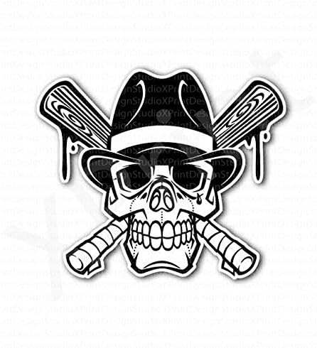 Skull Cross Baseball Bats Sticker