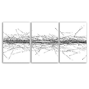 NWT 3 Piece Canvas Wall Art Abstract Ink...