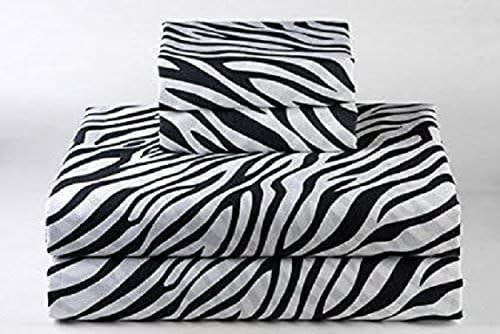 Ras Decor Linen Duvet Cover Set Emperor Size, Zebra Print, 5 Piece 400 TC Luxury Cotton Down Comforter Quilt Cover with Zipper Closure
