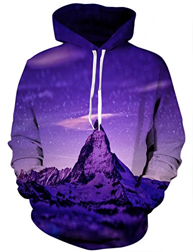 Linnhoy Unisex Galaxy Print Hoodie Digital Printing Sweatshirts Sweater Pullover, XX-Large