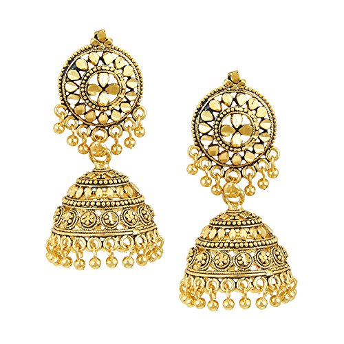 Bodha 18k antique gold jhumka earring with pearls (sj_8…