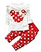 Cute Toddler Baby Girls Clothes Set Long Sleeve T-Shirt and Pants Kids 2pcs Outfits(White+Red,4T)