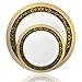 Posh Setting Royal Collection Combo Pack China Look White, Gold/Black Plastic Plates,(Includes 8 Packs of 10 Plates, 40 10.25'' Dinner Plates and 40 7.25'' Salad Plates), Fancy Disposable Dinnerware