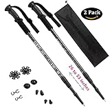 Hiking Trekking Poles Walking Sticks (1 Pair) Telescoping Ultra Strong Alpenstocks Anti Shock Mountaineering Trail--Black
