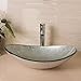 Walcut USBR1046 Bathroom Modern Oval Artistic Glass Vessel Sink with Chrome Faucet & Chrome Pop-up Drain Combo