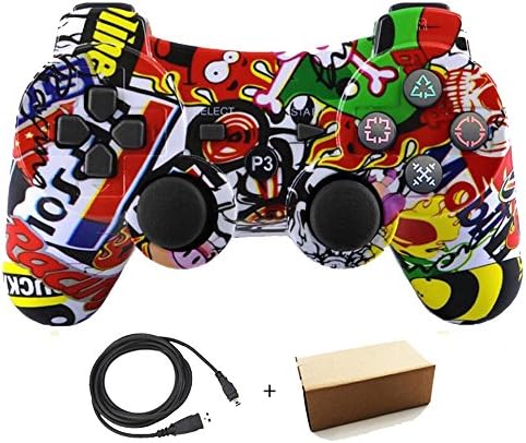Kepisa Wireless Bluetooth Controller For PS3 Double Shock - Bundled with USB charge cord (Graffiti)