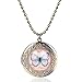 Mrsrui Pink Butterfly Photo Locket Necklace Bronze Tone Gift For Women Girl Kids