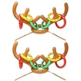 Joyin Toy Set of 2 Inflatable Reindeer Antler Toss Game for Christmas Party-One Size Fit All (2 Antlers 12 Rings)